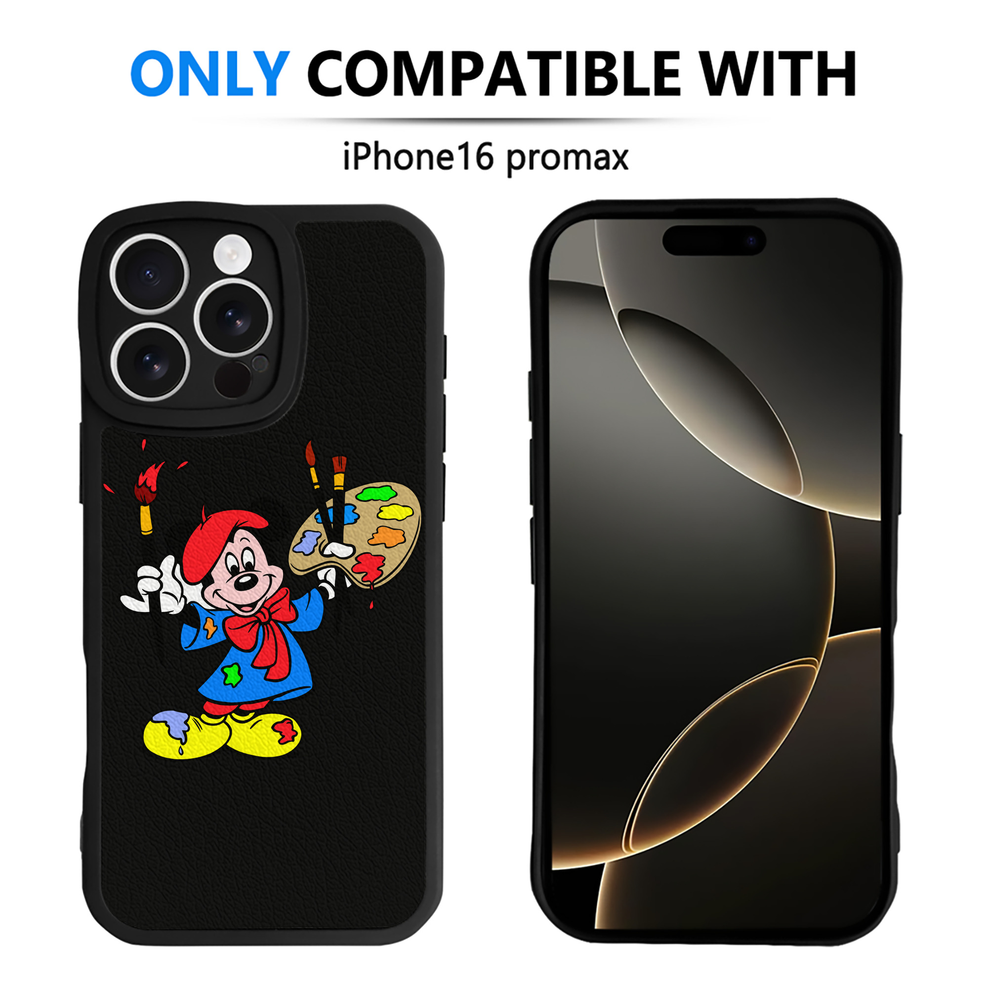 （画像用） ミッキーマウス Mickey Mouse 【iPhone 16シリーズ対応】シリコンスマホケース（レザー調） 材質：シリコン